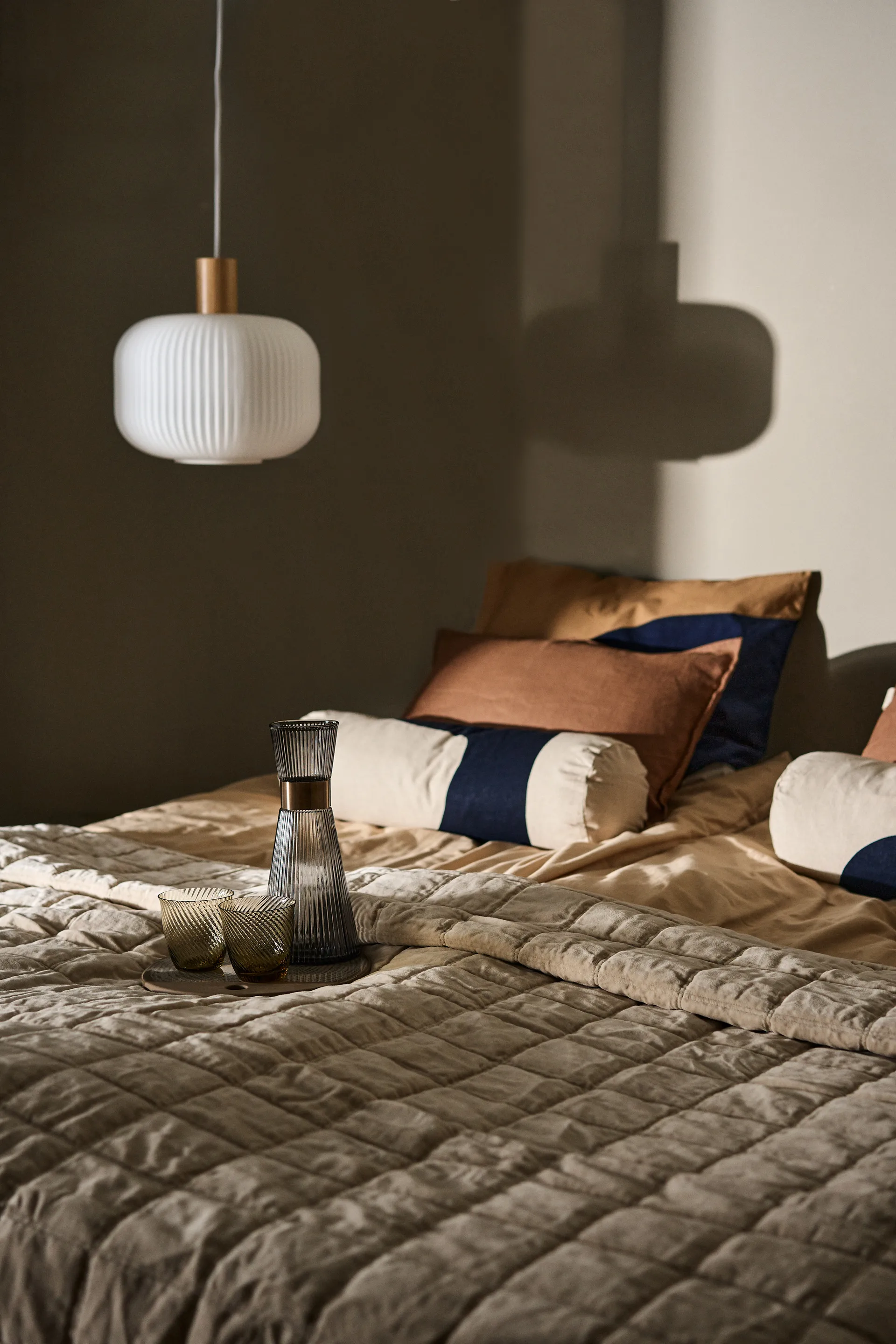 Cotton Velvet quilted sprei 240x260 cm, Light beige Lexington