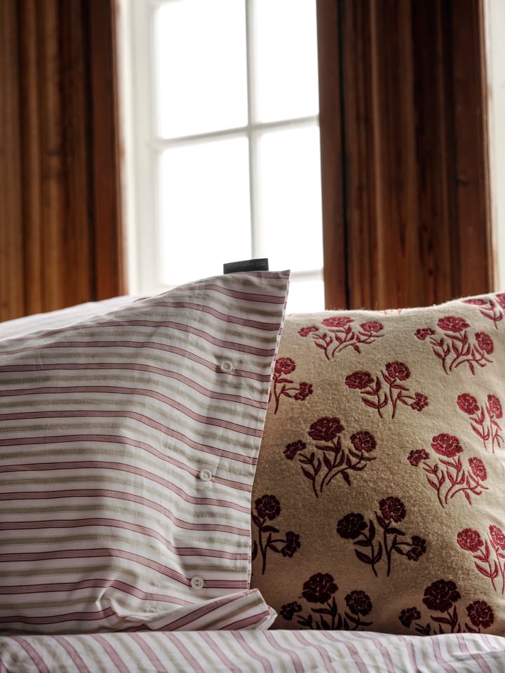 Dobby striped cotton poplin kussensloop 50x60 cm, Rood-beige-wit Lexington