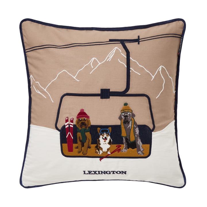 Dog lift eko. katoen twill kussensloop 50x50 cm - Beige-white - Lexington