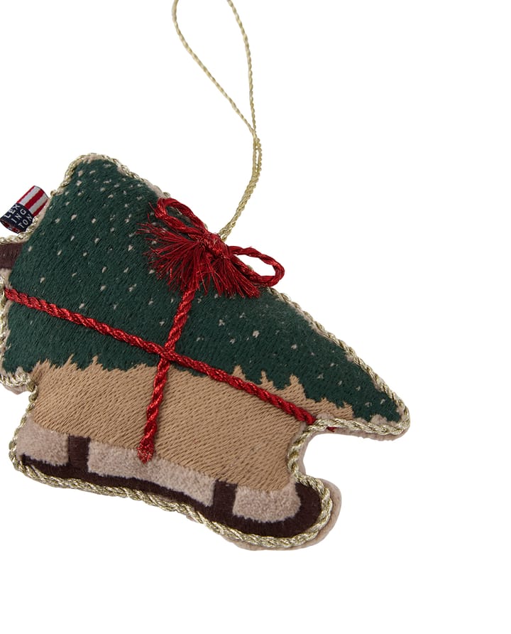 Dog sleigh ecologisch katoen kersthangertje, Multi Lexington
