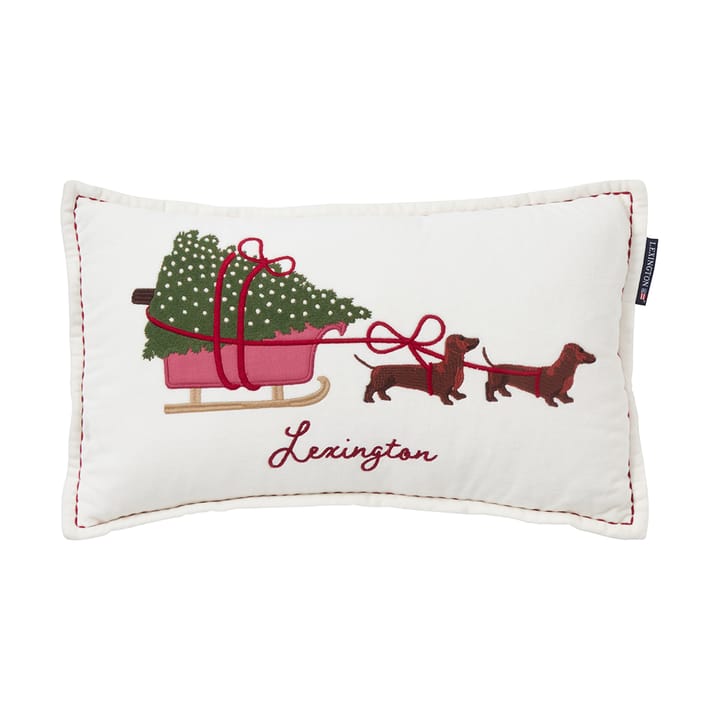 Dog sleigh ekologisch fluweel katoen kussen 30x50 cm - White - Lexington