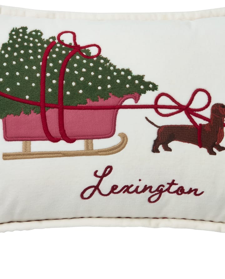 Dog sleigh ekologisch fluweel katoen kussen 30x50 cm, White Lexington