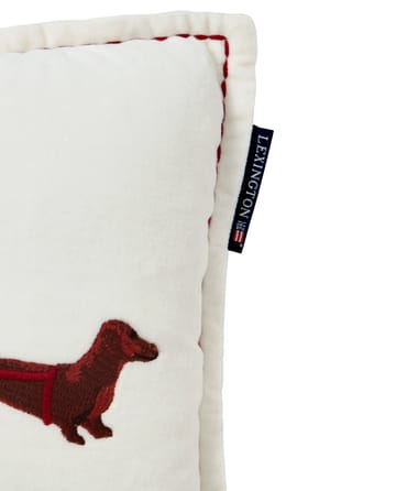 Dog sleigh ekologisch fluweel katoen kussen 30x50 cm - White - Lexington