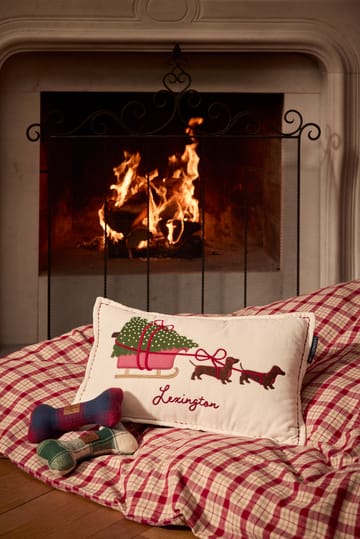 Dog sleigh ekologisch fluweel katoen kussen 30x50 cm - White - Lexington