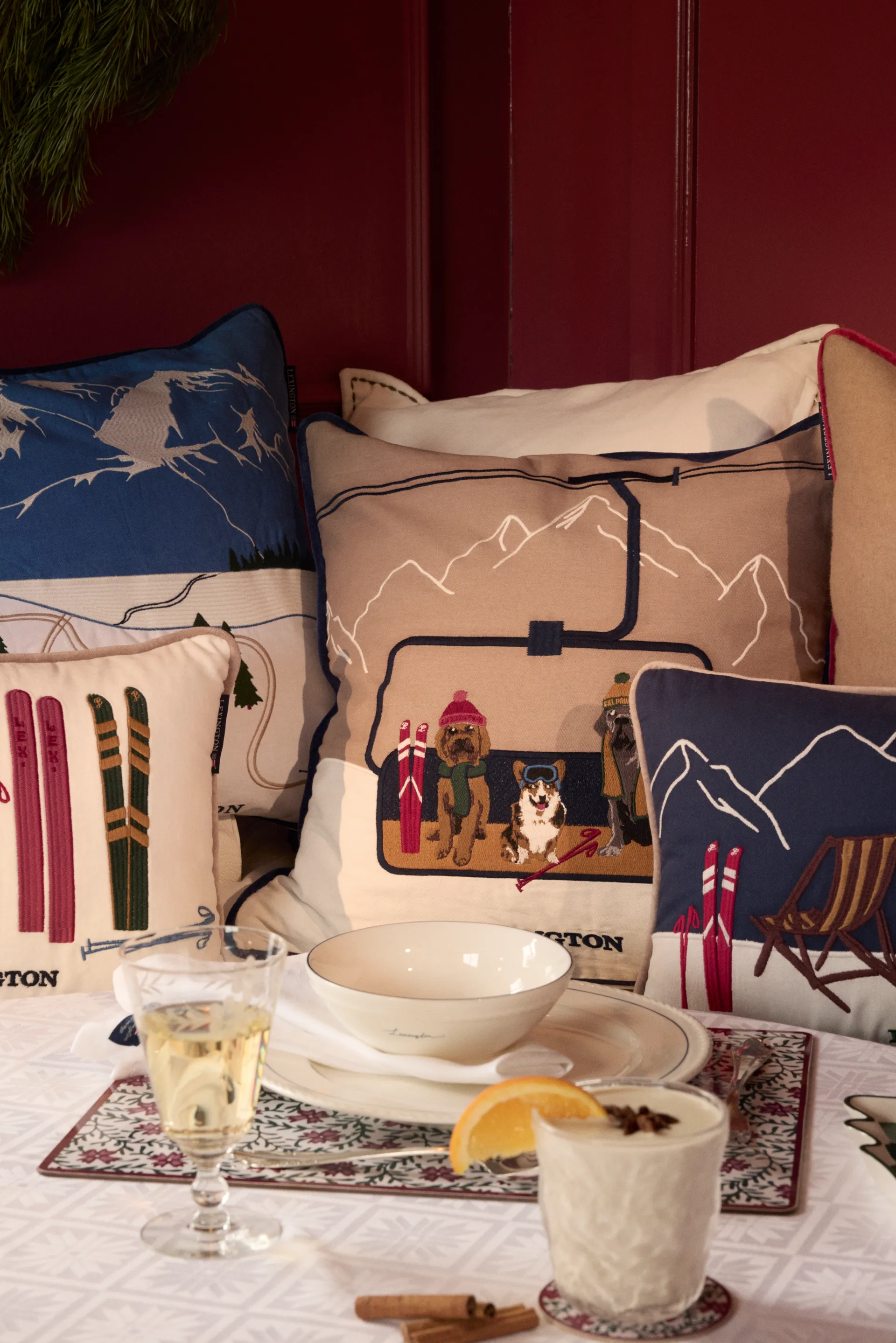 Down hill eko. katoen twill kussensloop 50x50 cm, Blue-White Lexington