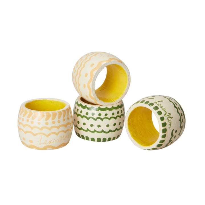 Easter Ring in Wood servetring 4-pack - Green-yellow - Lexington