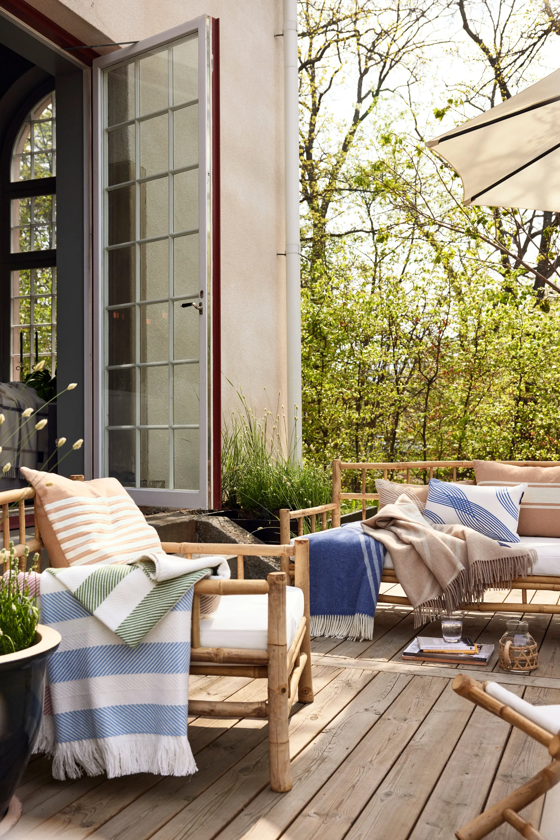 Emboidery Striped Linen/Cotton kussensloop 50x50 cm, Beige-white Lexington