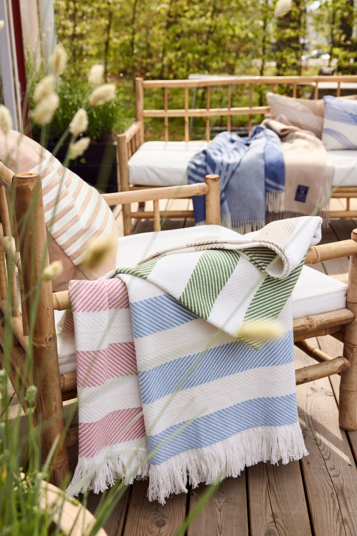 Emboidery Striped Linen/Cotton kussensloop 50x50 cm, Beige-white Lexington