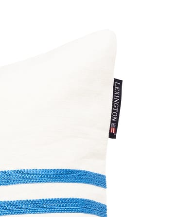 Emboidery Striped Linen/Cotton kussensloop 50x50 cm - Off White-blue - Lexington