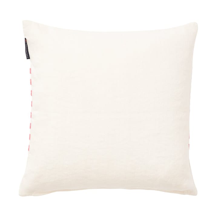 Emboidery Striped Linen/Cotton kussensloop 50x50 cm - Off White-red - Lexington