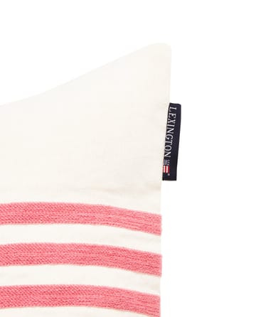 Emboidery Striped Linen/Cotton kussensloop 50x50 cm - Off White-red - Lexington