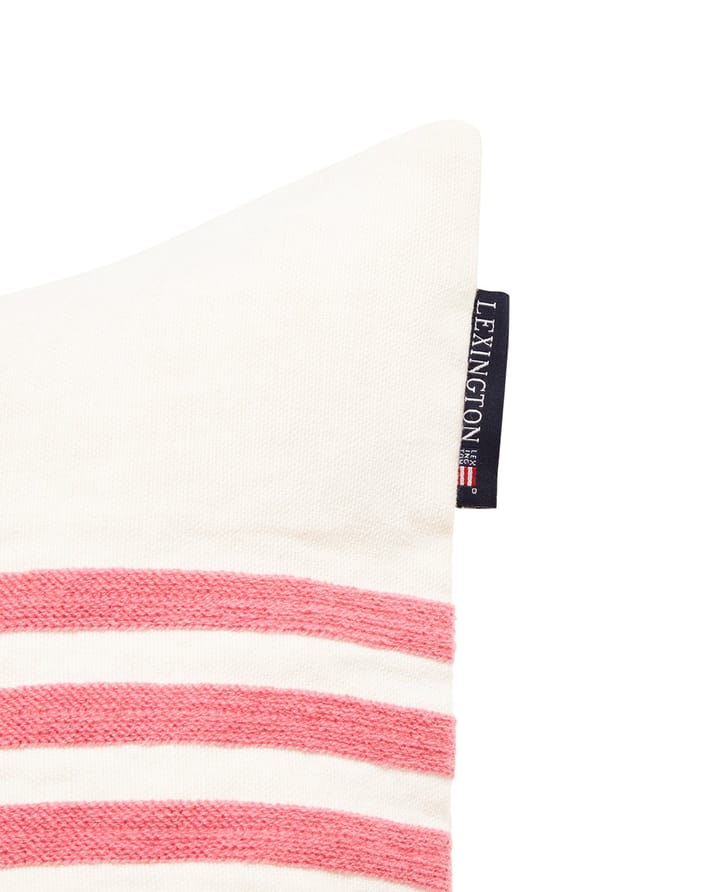 Emboidery Striped Linen/Cotton kussensloop 50x50 cm, Off White-red Lexington