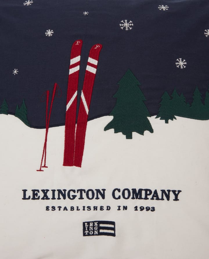 Evening Skis Org Cotton Twill kussenhoes 50x50 cm, Dark blue-white multi Lexington