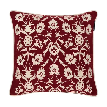 Flower Embroidered Wool Mix kussenhoes 50x50 cm - Red-Light beige - Lexington