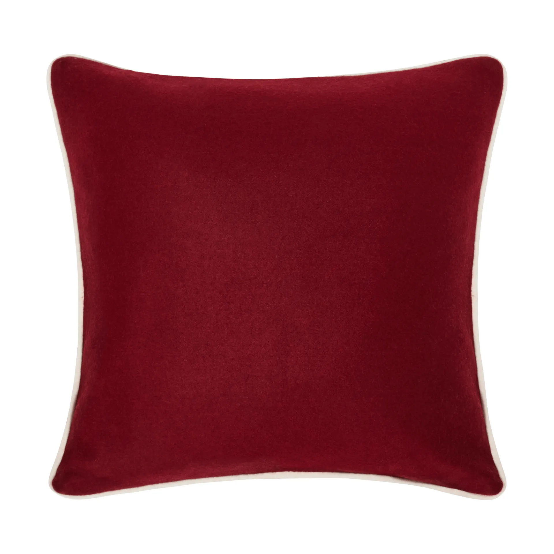 Flower Embroidered Wool Mix kussenhoes 50x50 cm, Red-Light beige Lexington