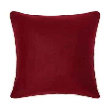 Flower Embroidered Wool Mix kussenhoes 50x50 cm - Red-Light beige - Lexington