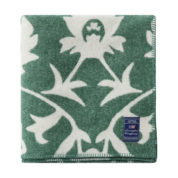 Flower jacquardgeweven wollen deken - Green-Light beige - Lexington