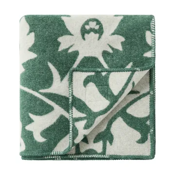 Flower jacquardgeweven wollen deken - Green-Light beige - Lexington