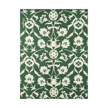 Flower jacquardgeweven wollen deken - Green-Light beige - Lexington
