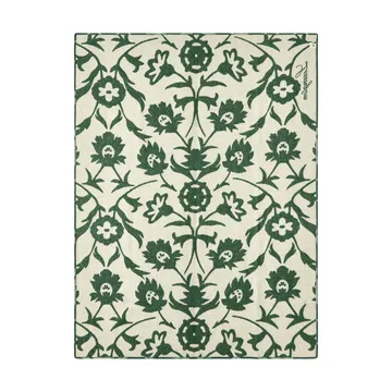 Flower jacquardgeweven wollen deken - Green-Light beige - Lexington