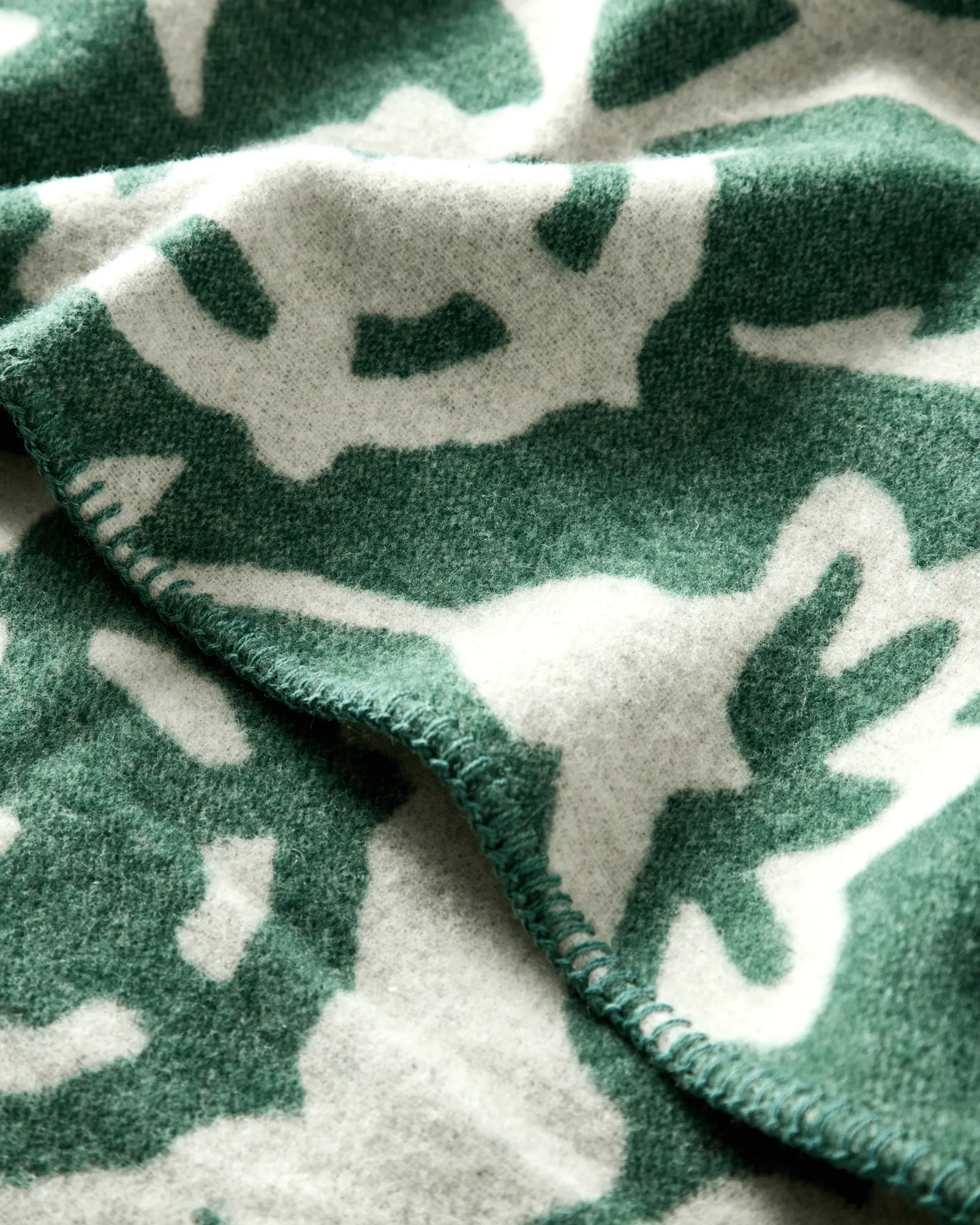 Flower jacquardgeweven wollen deken, Green-Light beige Lexington