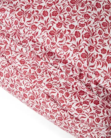 Flower printed cotton sateen dekbedovertrek - Wit-rood - Lexington