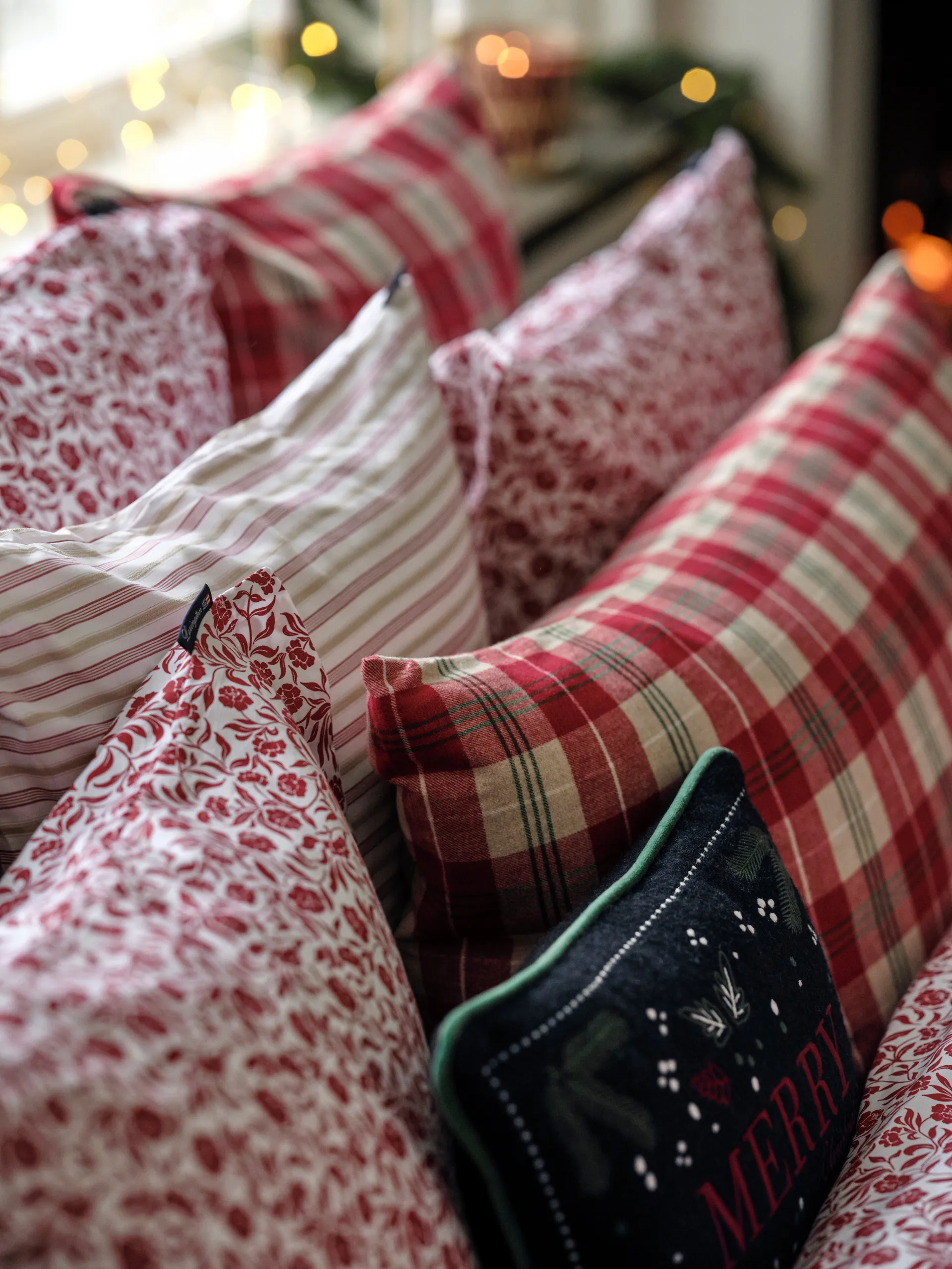 Flower printed cotton sateen dekbedovertrek, Wit-rood Lexington