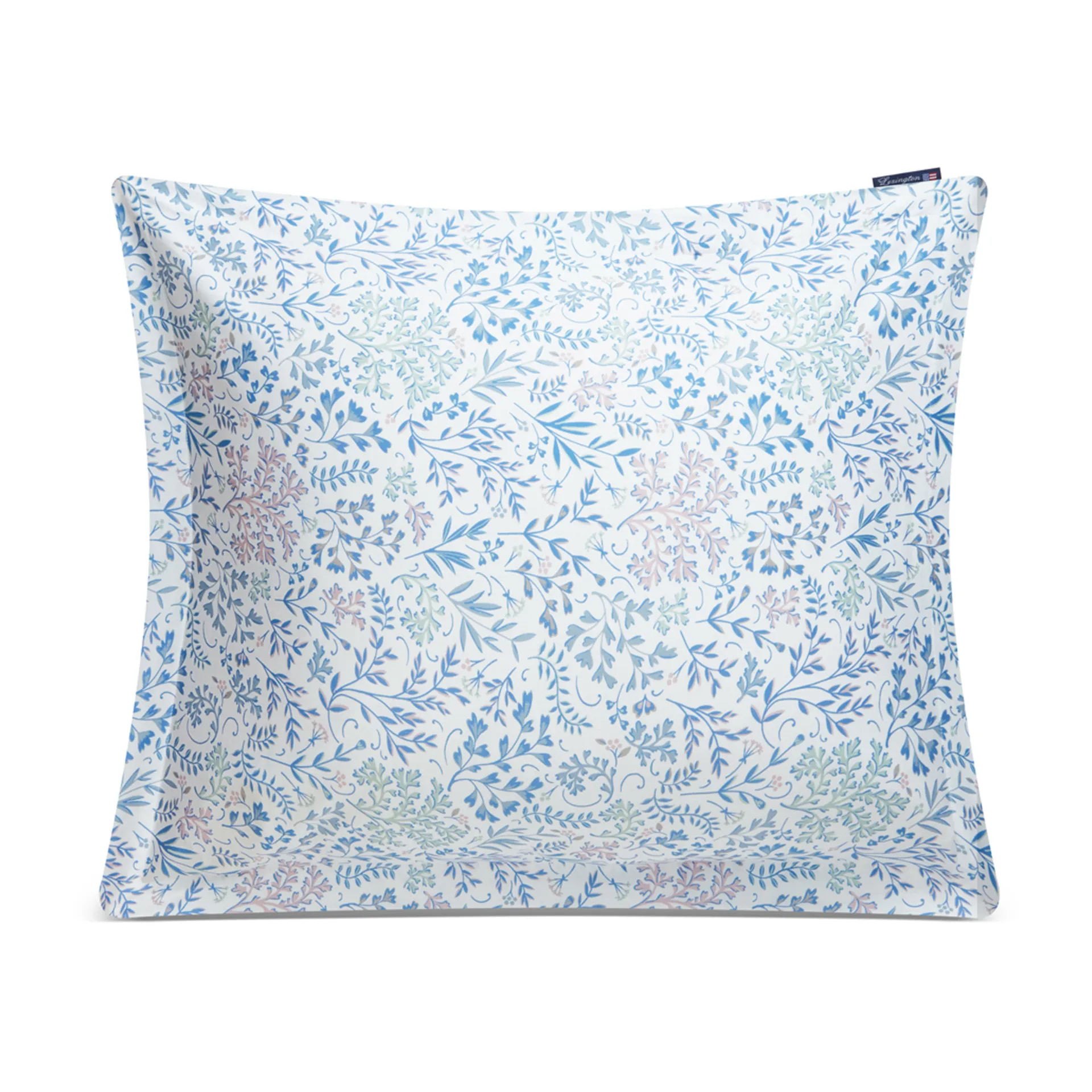 Flower Printed Cotton Sateen kussensloop 50x60 cm, Blauw Lexington