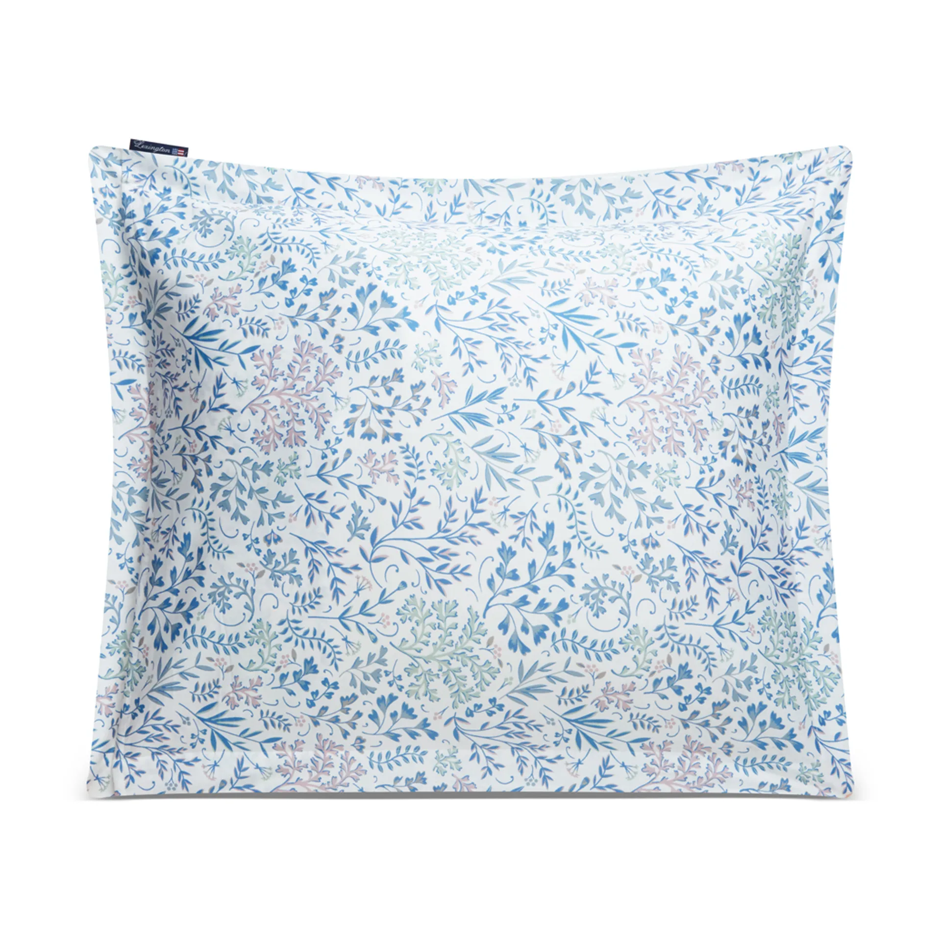 Flower Printed Cotton Sateen kussensloop 50x60 cm, Blauw Lexington