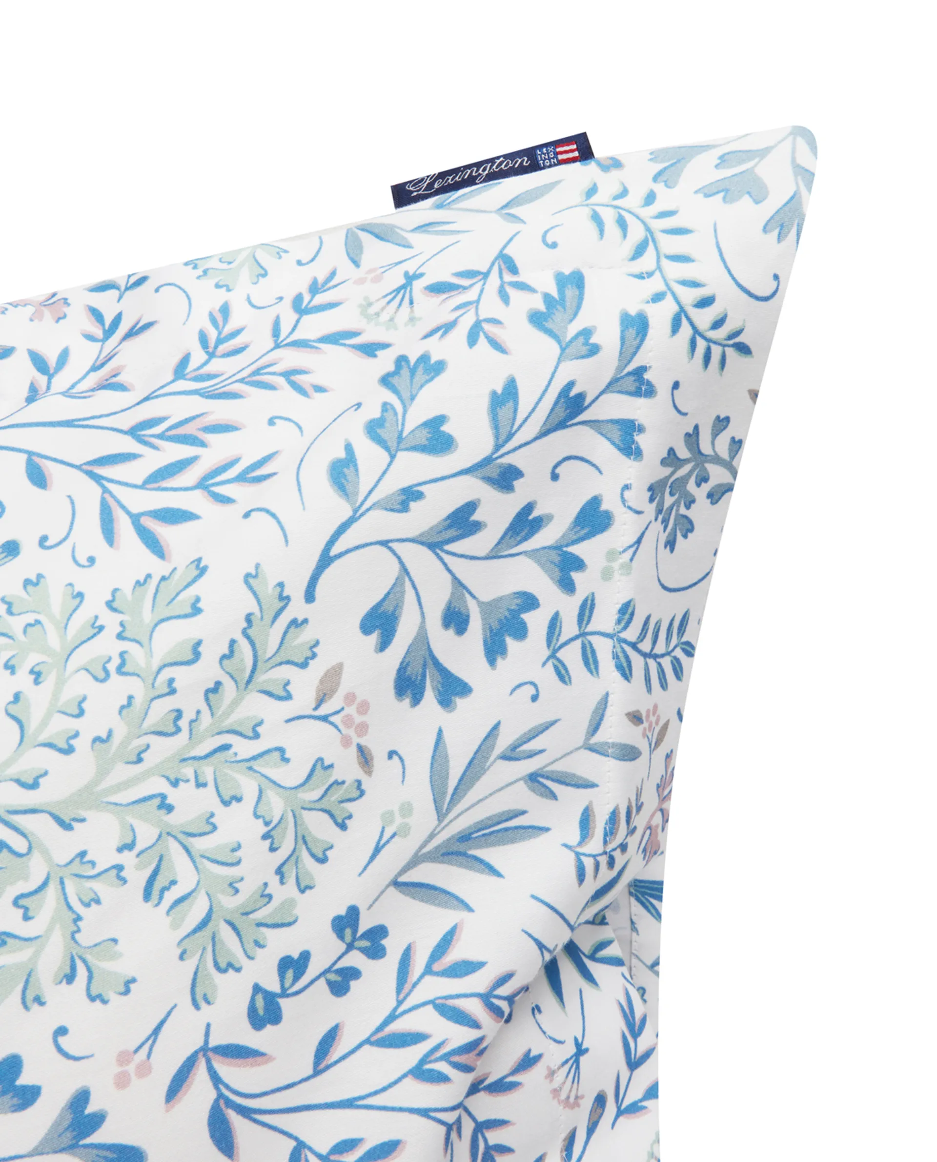Flower Printed Cotton Sateen kussensloop 50x60 cm, Blauw Lexington