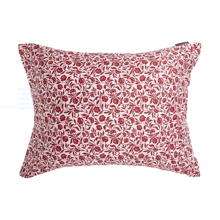 Flower printed cotton sateen kussensloop 50x60 cm - Wit-rood - Lexington