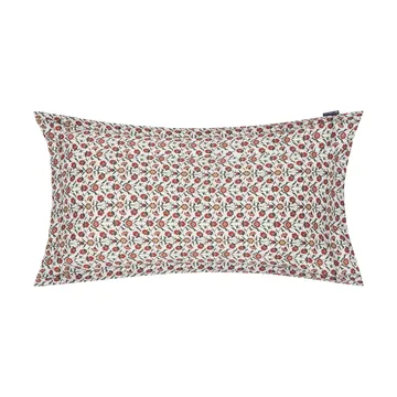 Flower printed cotton sateen kussensloop 50x90 cm - White-red-green-beige - Lexington