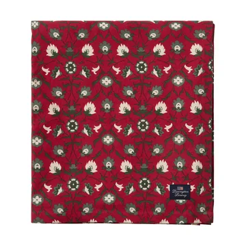 Flower printed tafelkleed van biologisch katoen - Red-beige-green, 150x250 cm - Lexington
