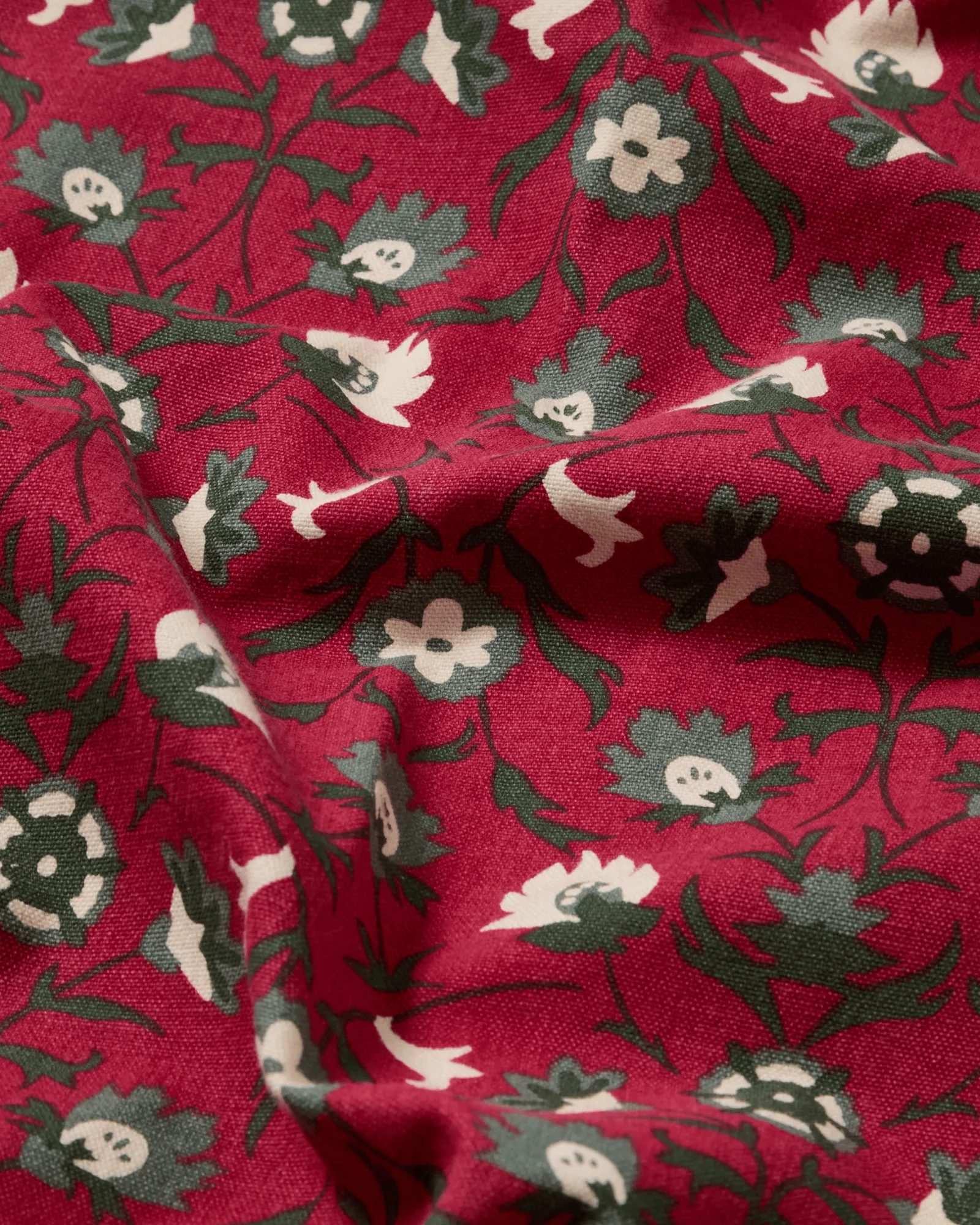 Flower printed tafelkleed van biologisch katoen, Red-beige-green, 150x250 cm Lexington