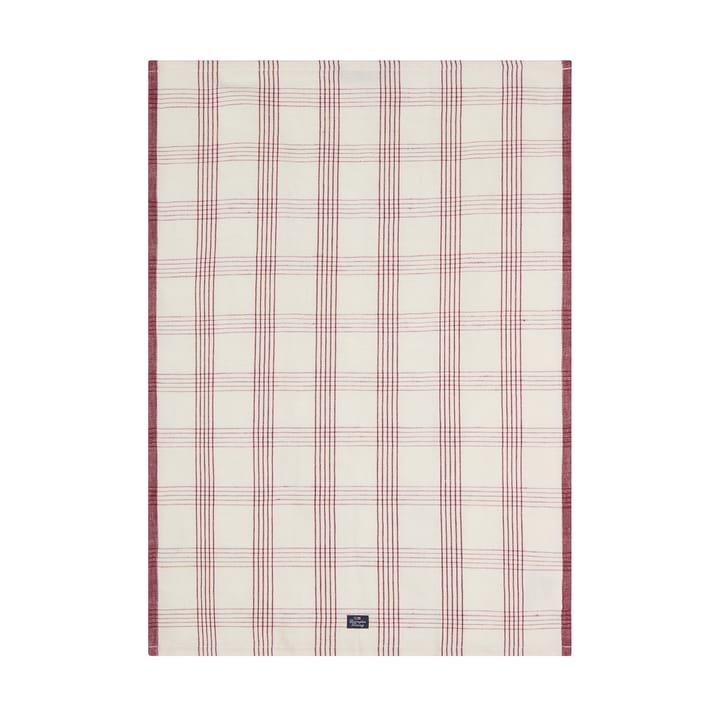 Geruit linnen/katoen keukendoek 50x70 cm - White-red - Lexington