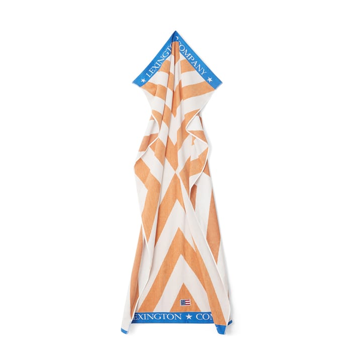 Graphic  Cotton Velour strandhanddoek 100x180 cm, Beige-wit-blauw Lexington