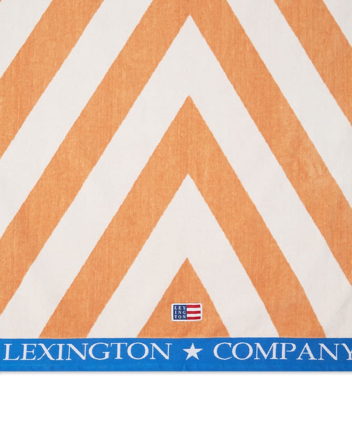 Graphic  Cotton Velour strandhanddoek 100x180 cm, Beige-wit-blauw Lexington