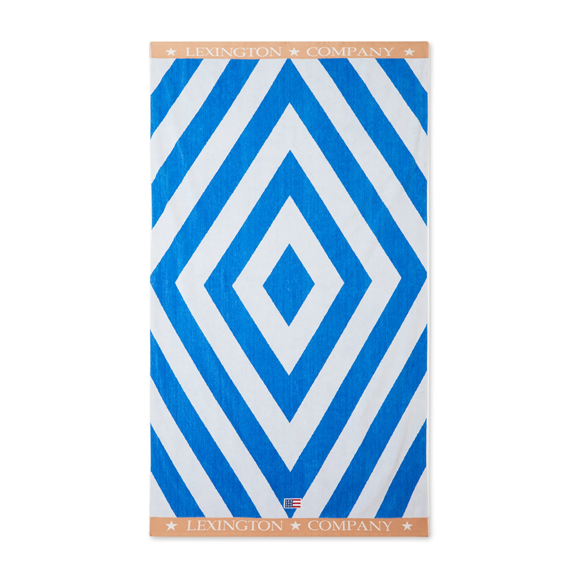 Graphic  Cotton Velour strandhanddoek 100x180 cm, Blauw-wit-beige Lexington