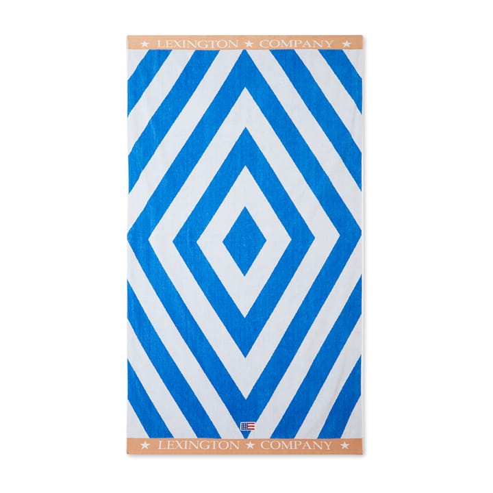 Graphic  Cotton Velour strandhanddoek 100x180 cm - Blauw-wit-beige - Lexington