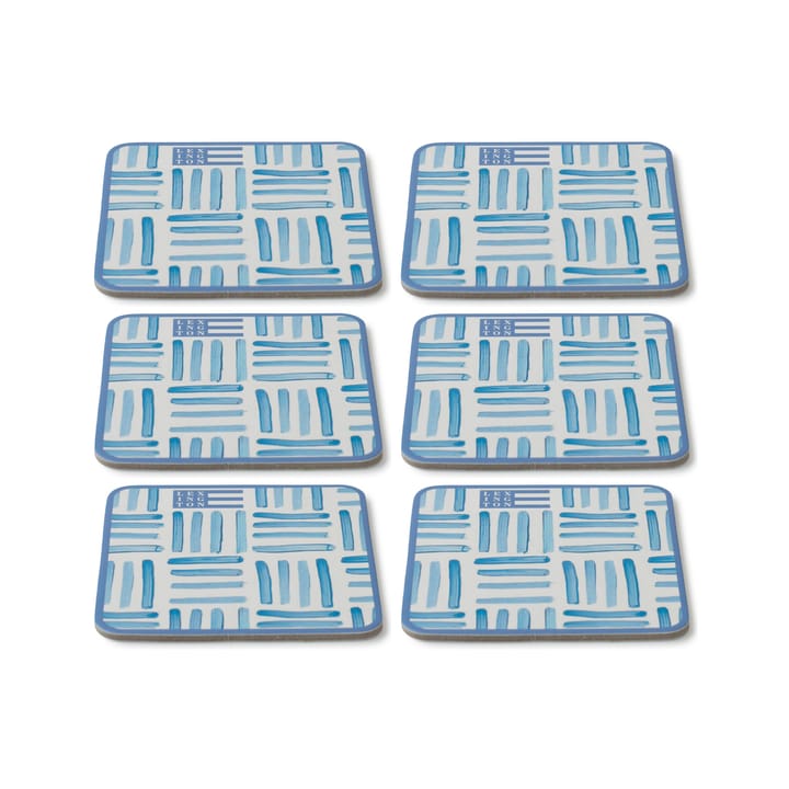 Graphic Printed glasonderzetters 6-pack  - Blue-White - Lexington