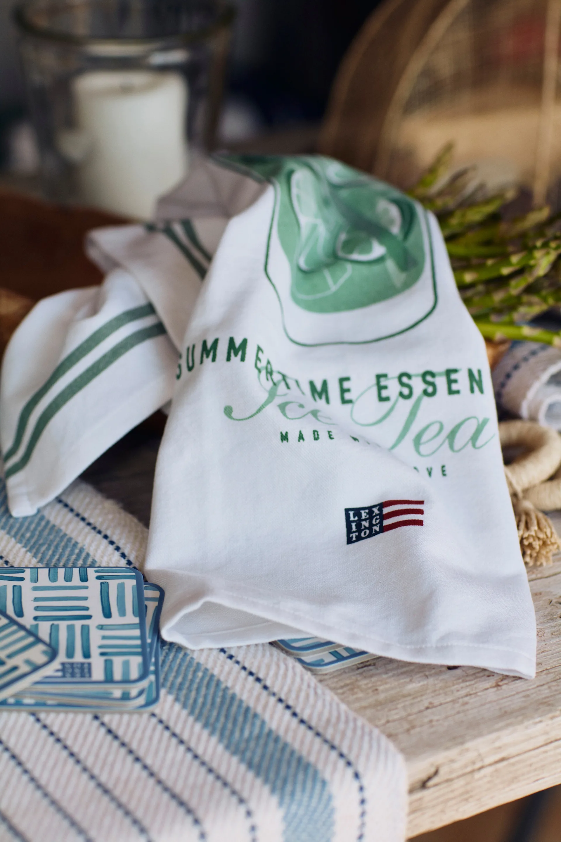 Graphic Printed glasonderzetters 6-pack , Blue-White Lexington