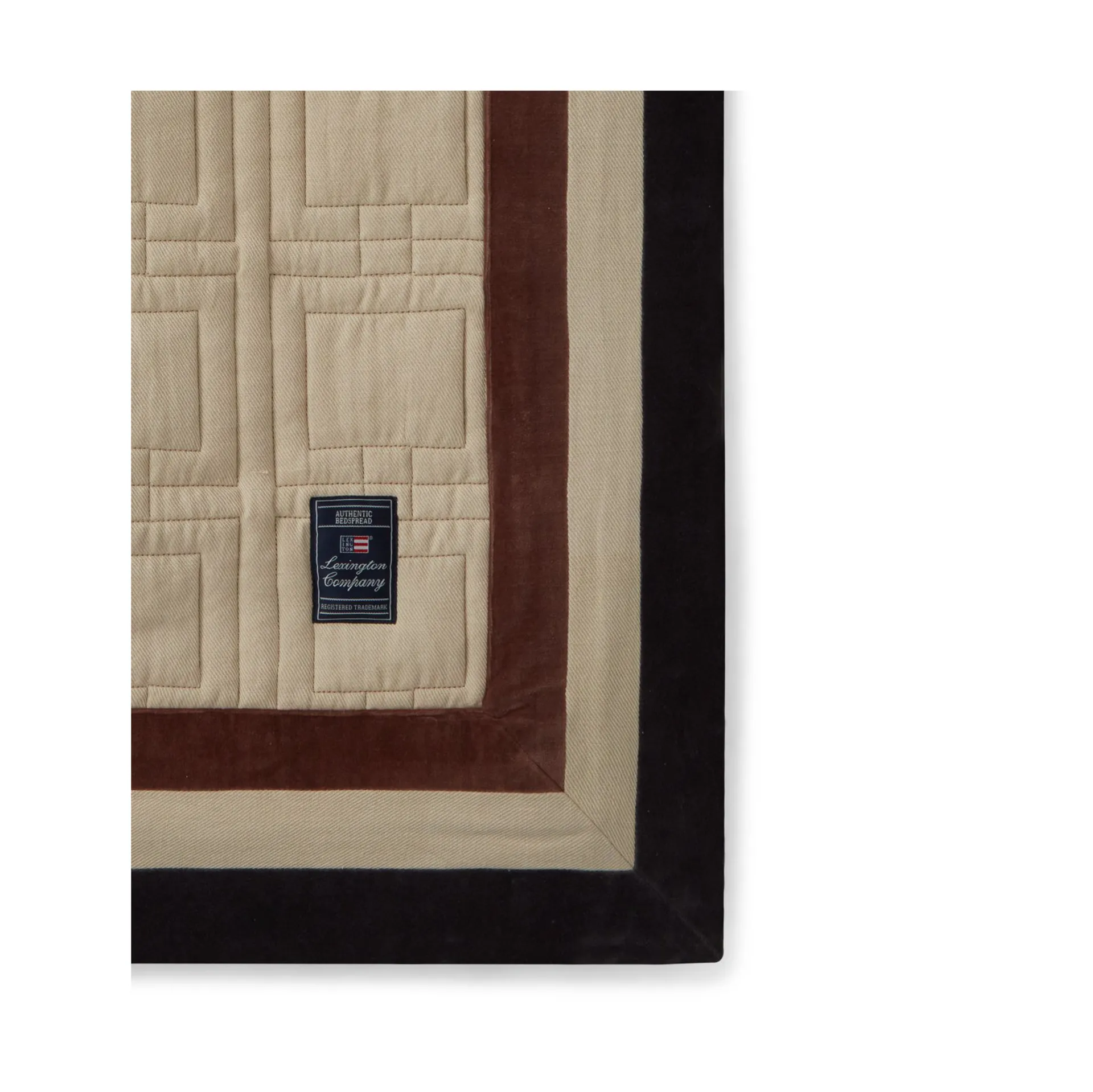 Graphic Quilted Organic Cotton sprei 240x260 cm, Light beige-brown-dark gray Lexington
