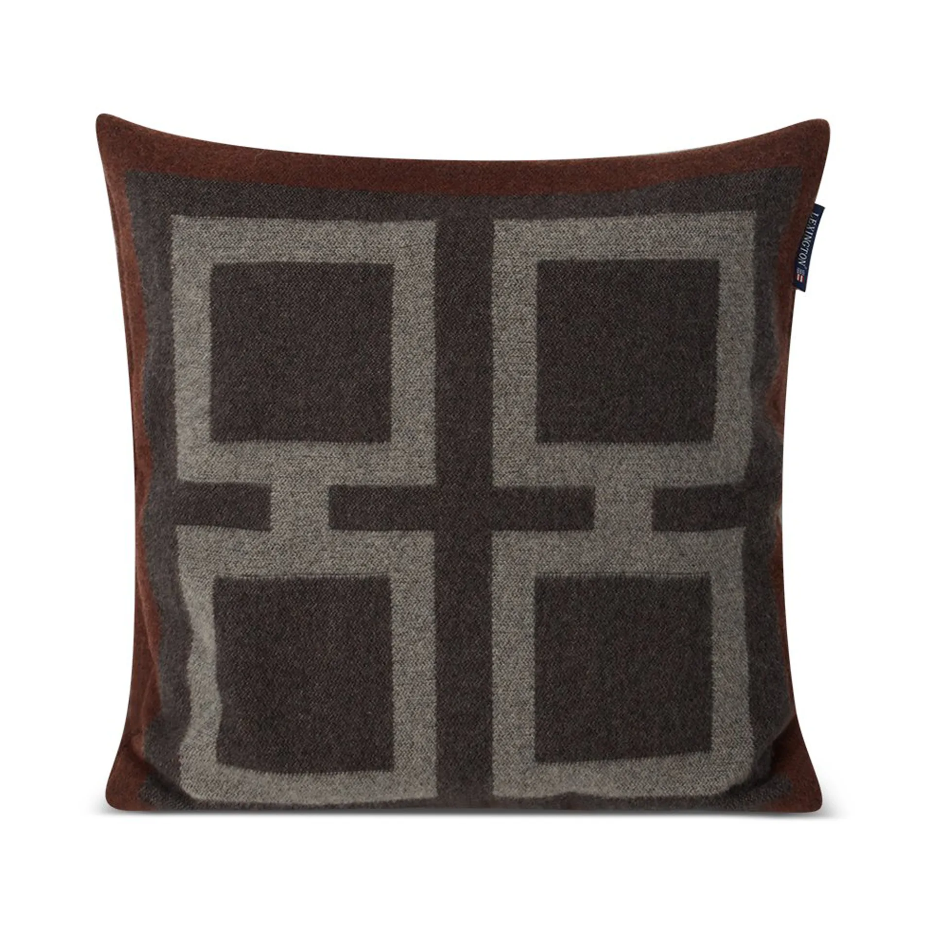 Graphic Recycled Wool kussenhoes 50x50 cm, Dark gray-white-brown Lexington