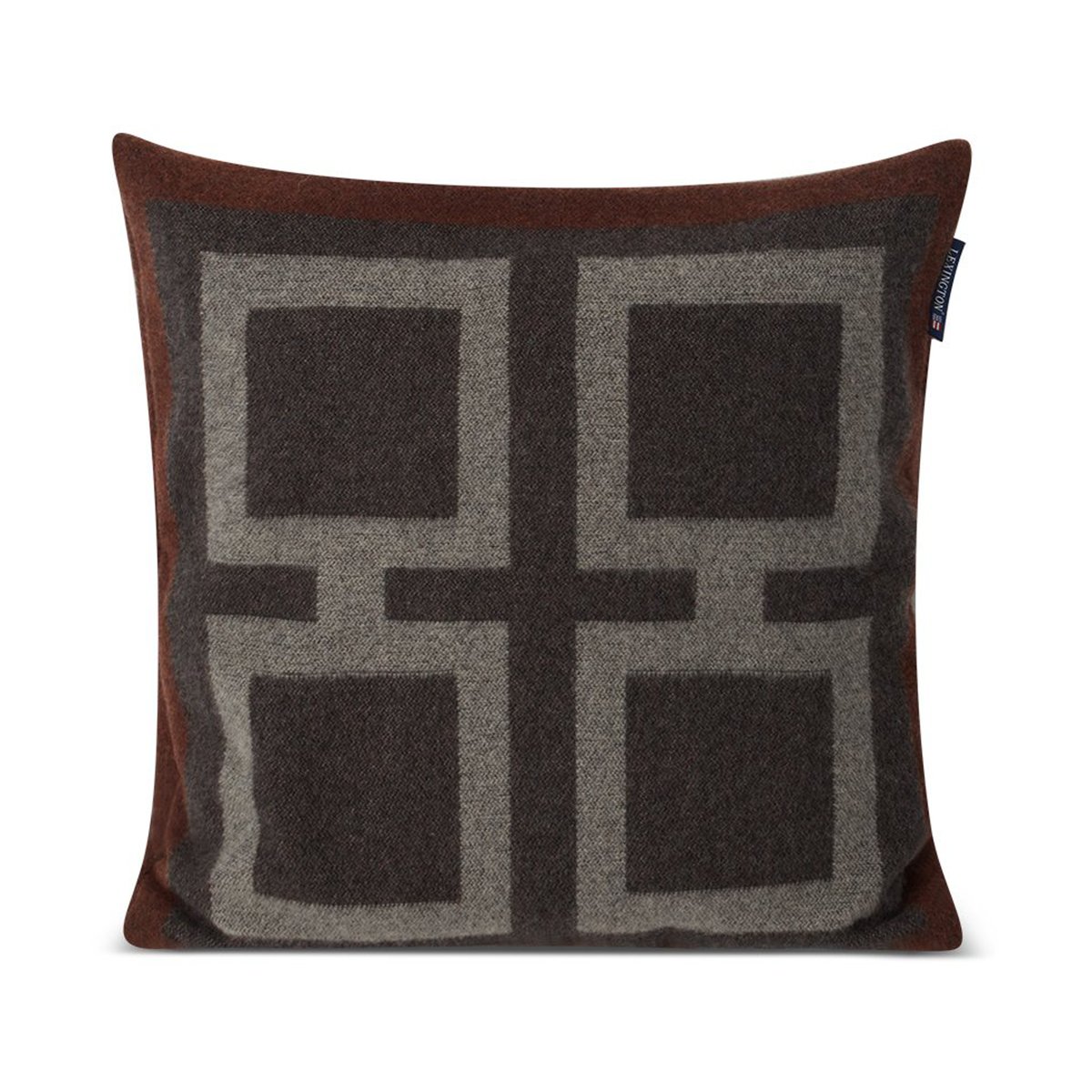 Lexington Graphic Recycled Wool kussenhoes 50x50 cm Dark gray-white-brown