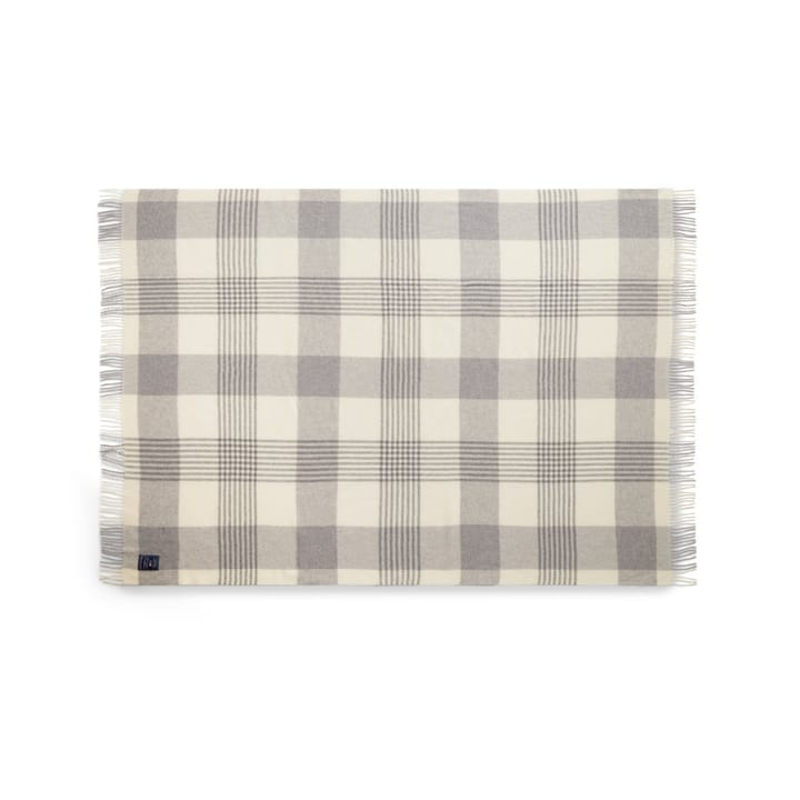 Gray Checked Recycled Wool plaid 130x170 cm - Gray-white - Lexington