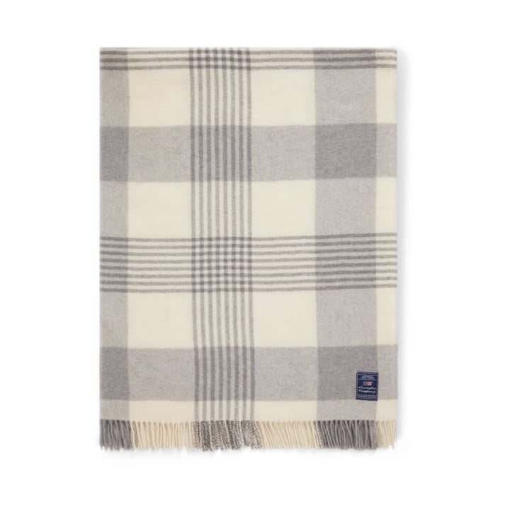 Gray Checked Recycled Wool plaid 130x170 cm - Gray-white - Lexington