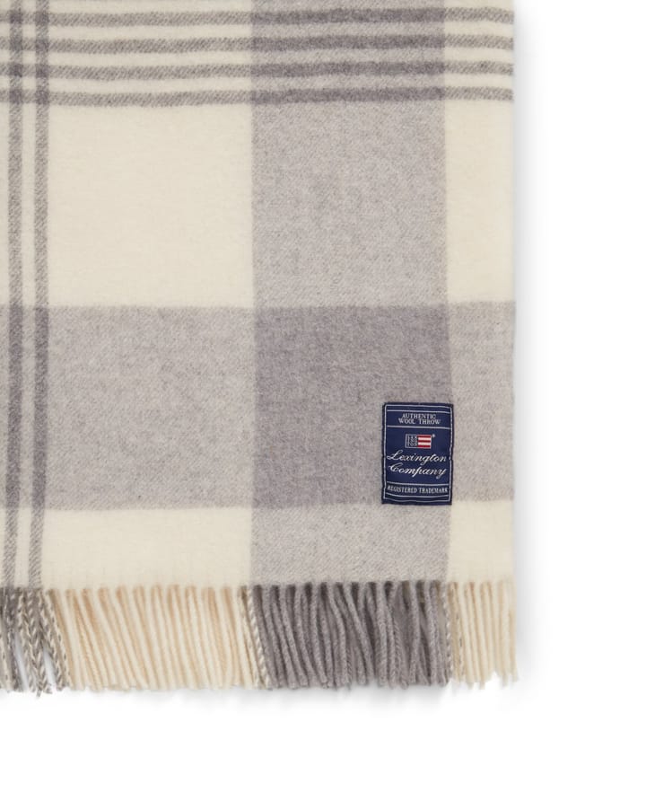 Gray Checked Recycled Wool plaid 130x170 cm - Gray-white - Lexington