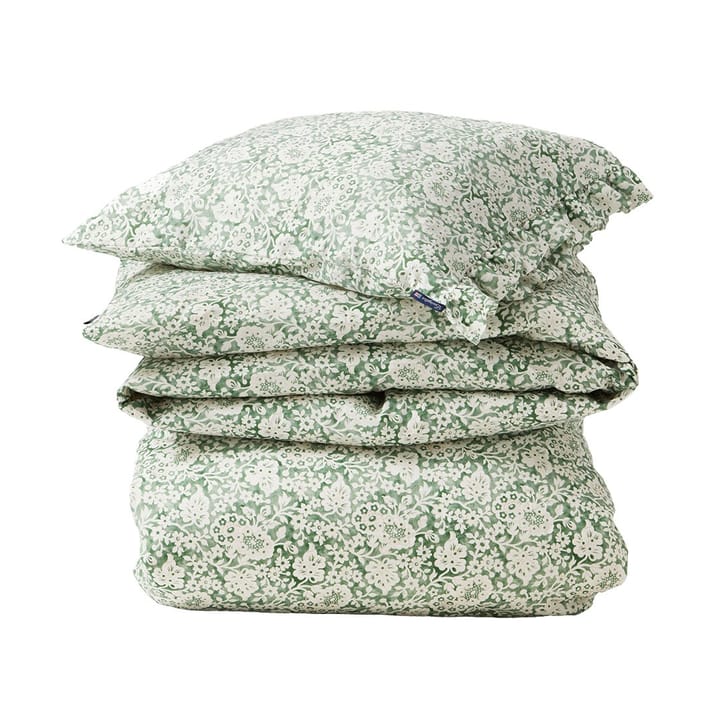 Green Floral Printed Cotton Sateen Beddengoedset - 50x60 cm, 220x220 cm - Lexington
