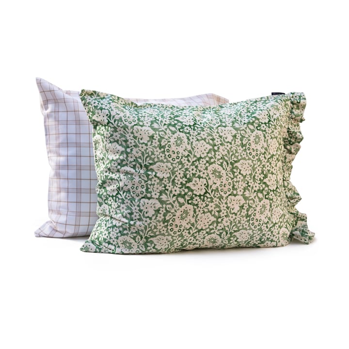 Green Floral Printed Cotton Sateen Beddengoedset, 50x60 cm, 220x220 cm Lexington