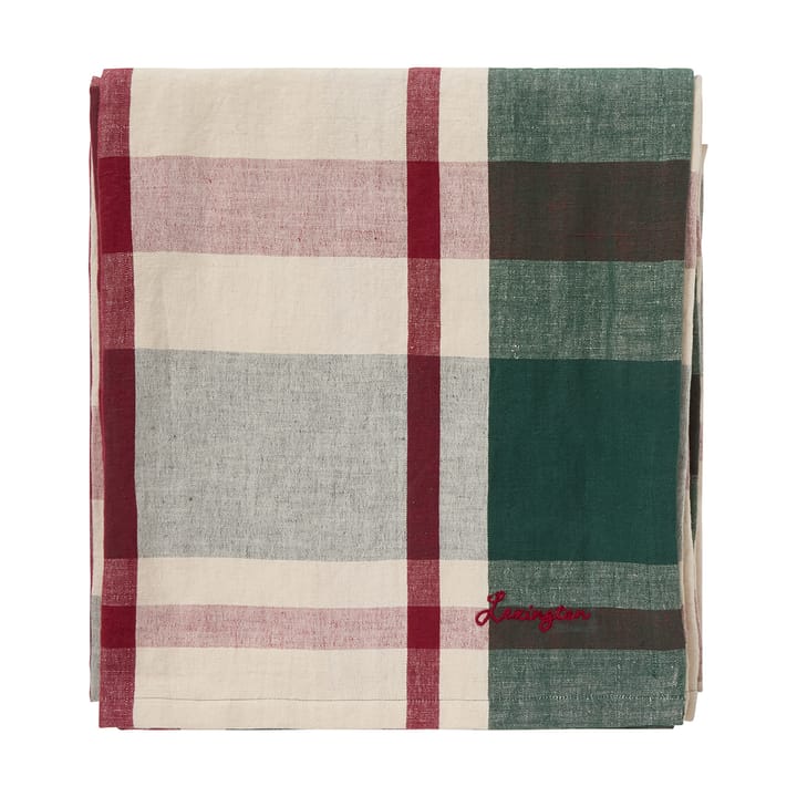 Groen-rood Checked linnen/katoenen tafellaken - 150x250 cm - Lexington